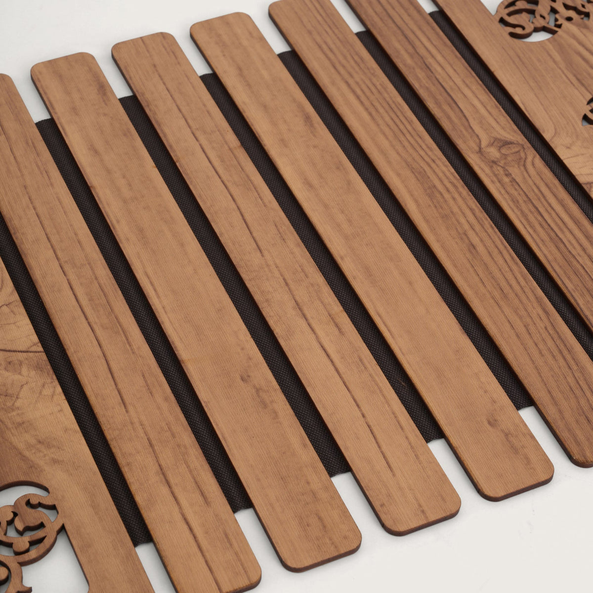 Oak-Tone Slat Placemats with Laser-Cut Medallions