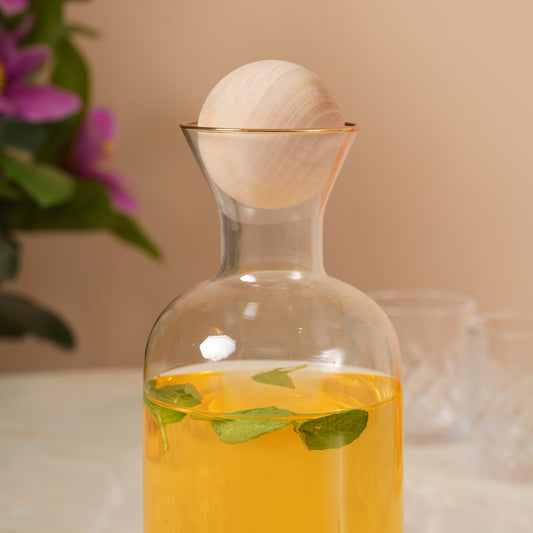 Glass Pitcher 1.5L with Wooden Lid