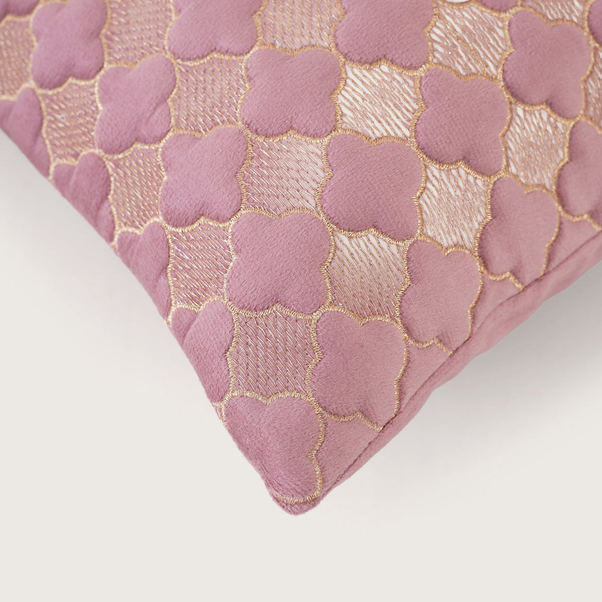Quilted Mauve Quatrefoil Cushion Cover - Set of 2