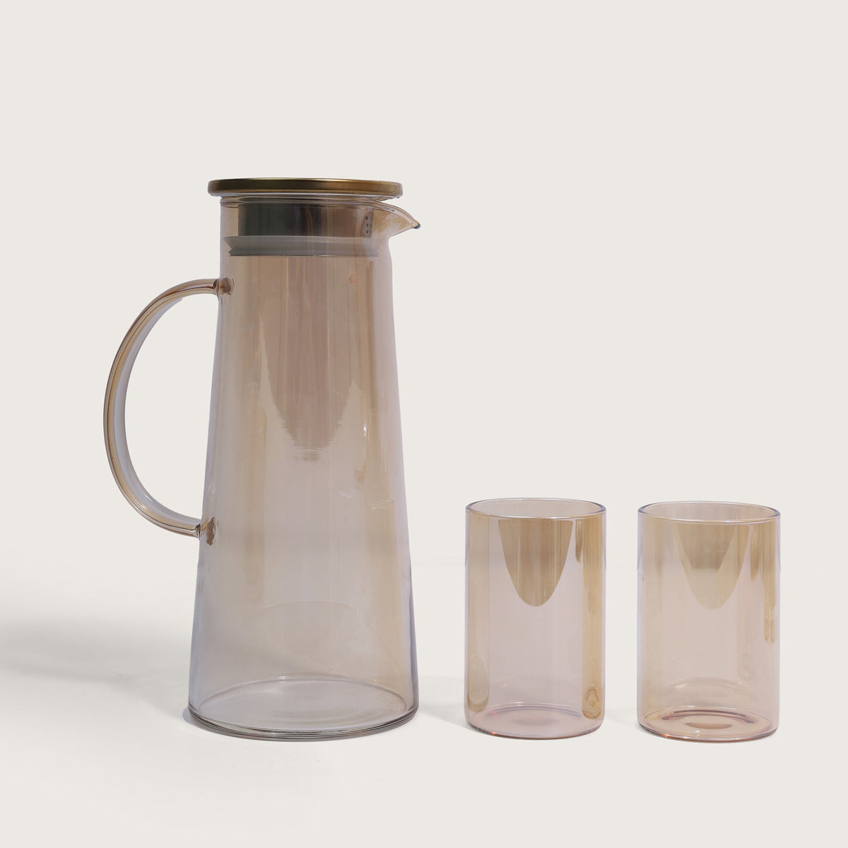 Jug and Glass with tray Set of 8 Pcs - Golden