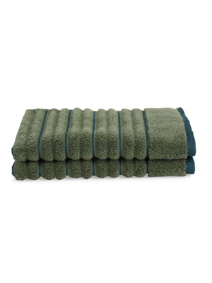 HOME 360 High Loft Ribbed 100% Cotton Hand Towels 40X60 CM | Set of 2 | Texture High Absorbency | Dries Quicker | Perfect for everyday use