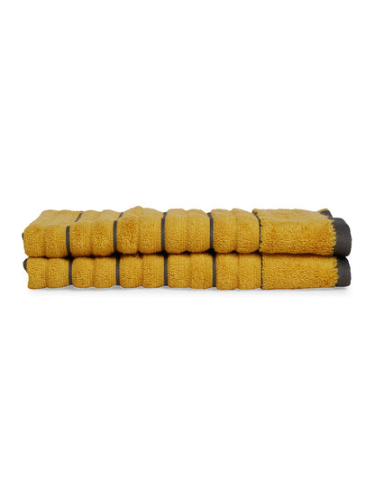 HOME 360 High Loft Ribbed 100% Cotton Hand Towels 40X60 CM | Set of 2 | Texture High Absorbency | Dries Quicker | Perfect for everyday use