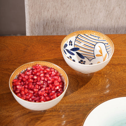 Terracotta Botanical Ceramic Bowls