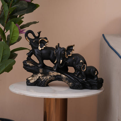 Heritage Trunk-Up Elephant Trio Sculpture