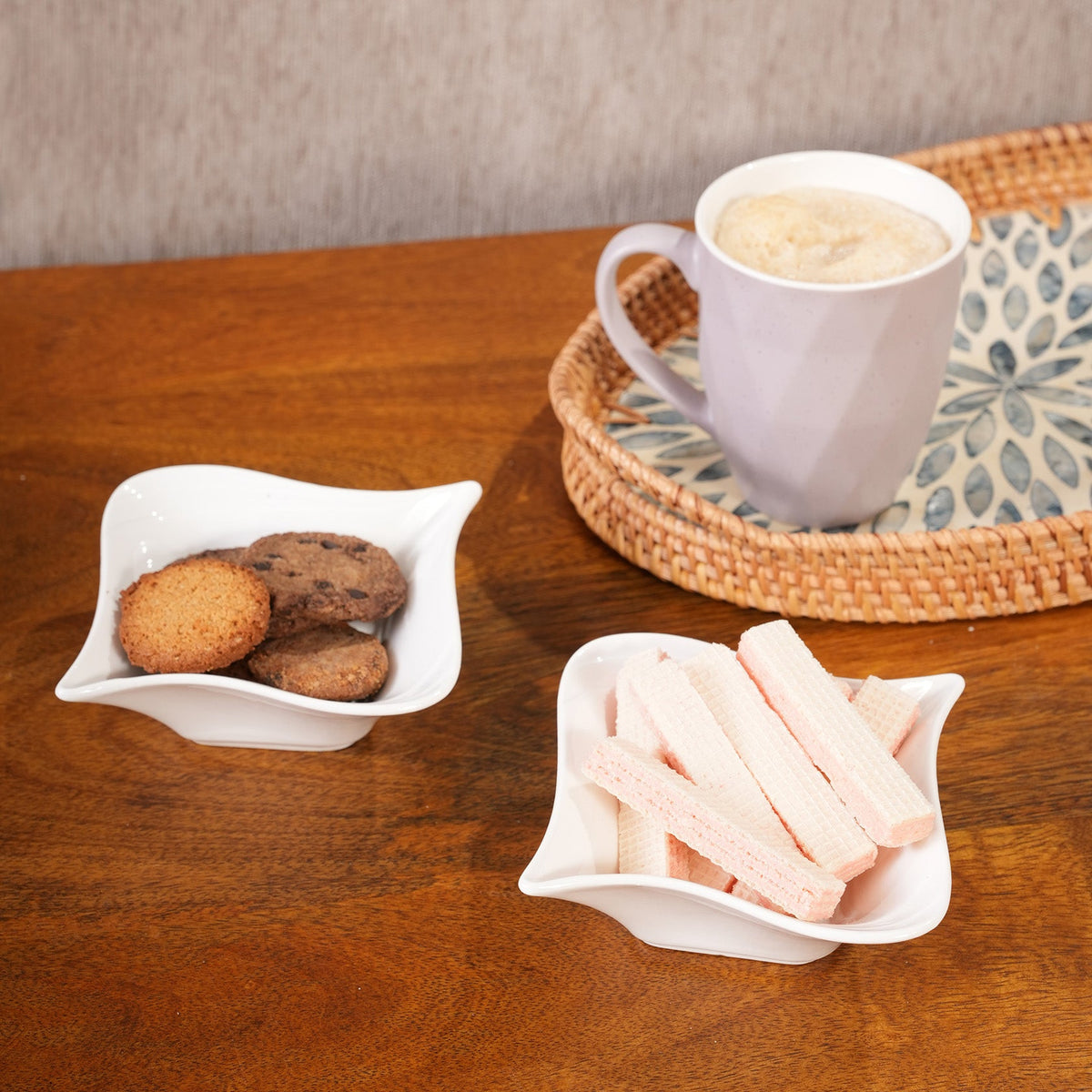 Wavy Ceramic Serving Bowls | 2-Piece Set