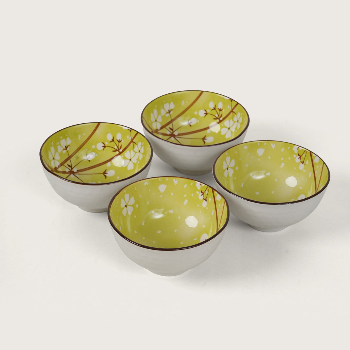 Green Cherry Blossom Ceramic Bowl