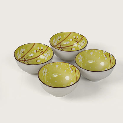 Green Cherry Blossom Ceramic Bowl