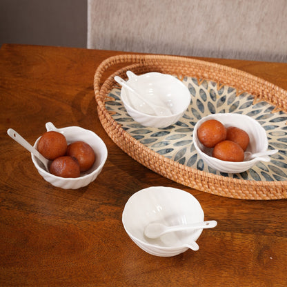 Leaf Dessert Bowls with Spoons