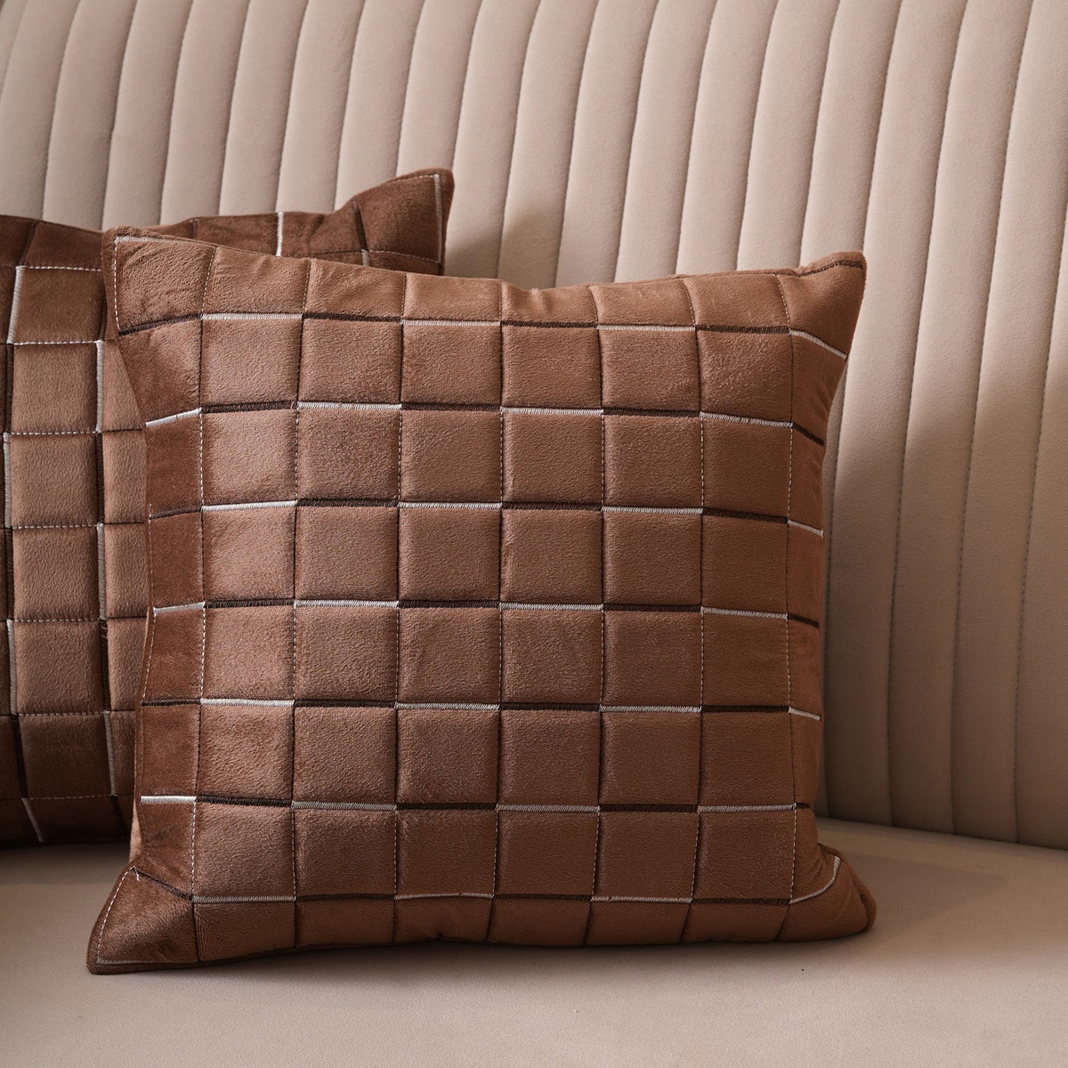 Quilted Grid Velvet Cushion Covers