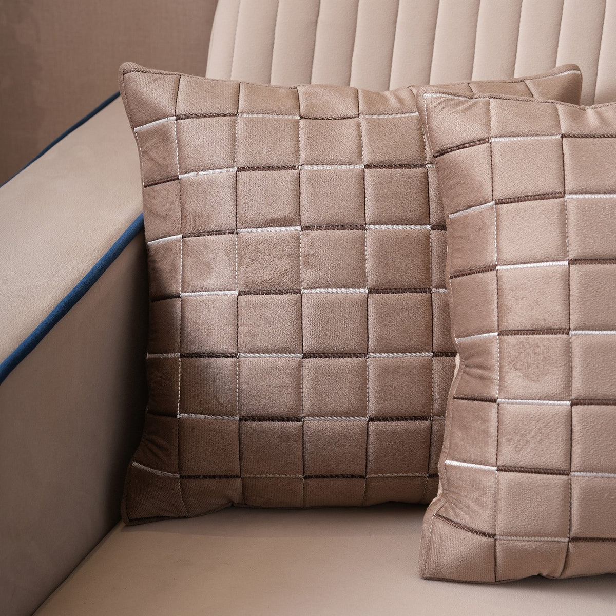 Quilted Grid Velvet Cushion Covers