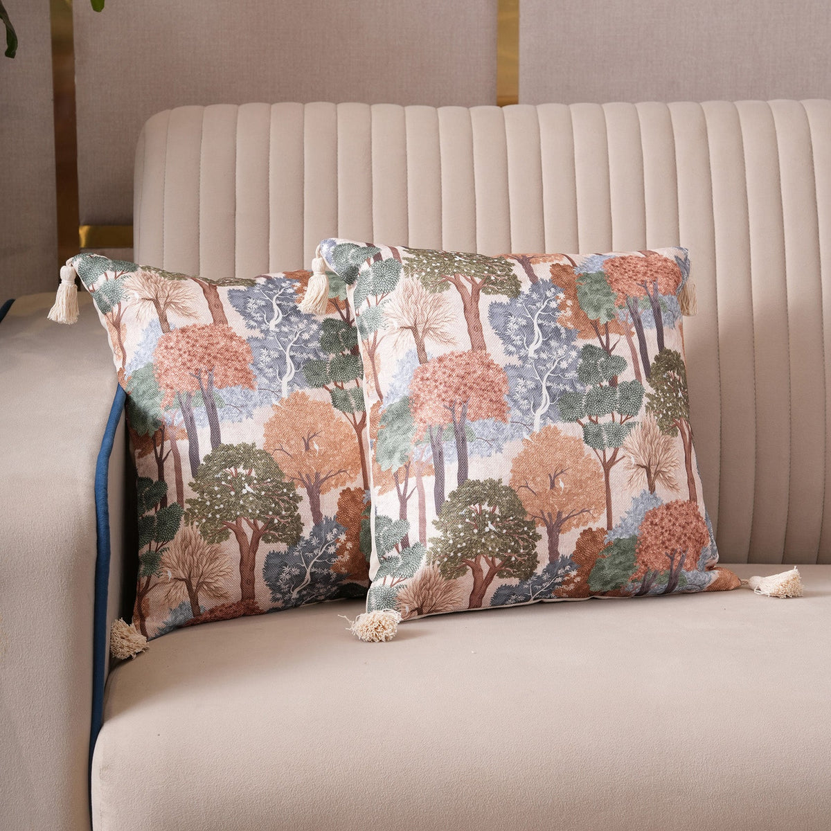 Enchanted Forest Tasseled Cushion Cover