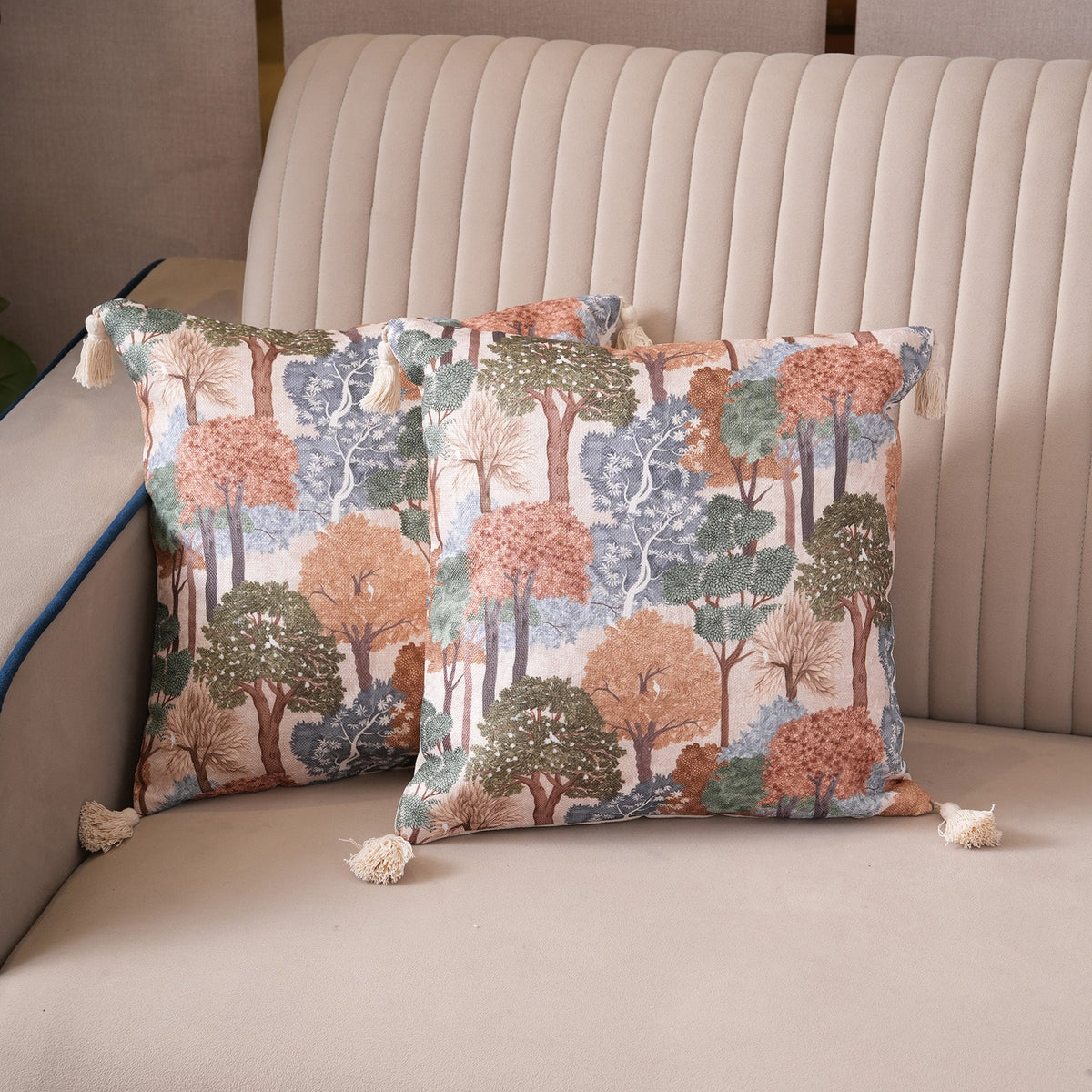 Enchanted Forest Tasseled Cushion Cover