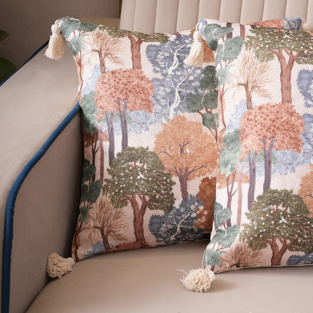 Enchanted Forest Tasseled Cushion Cover