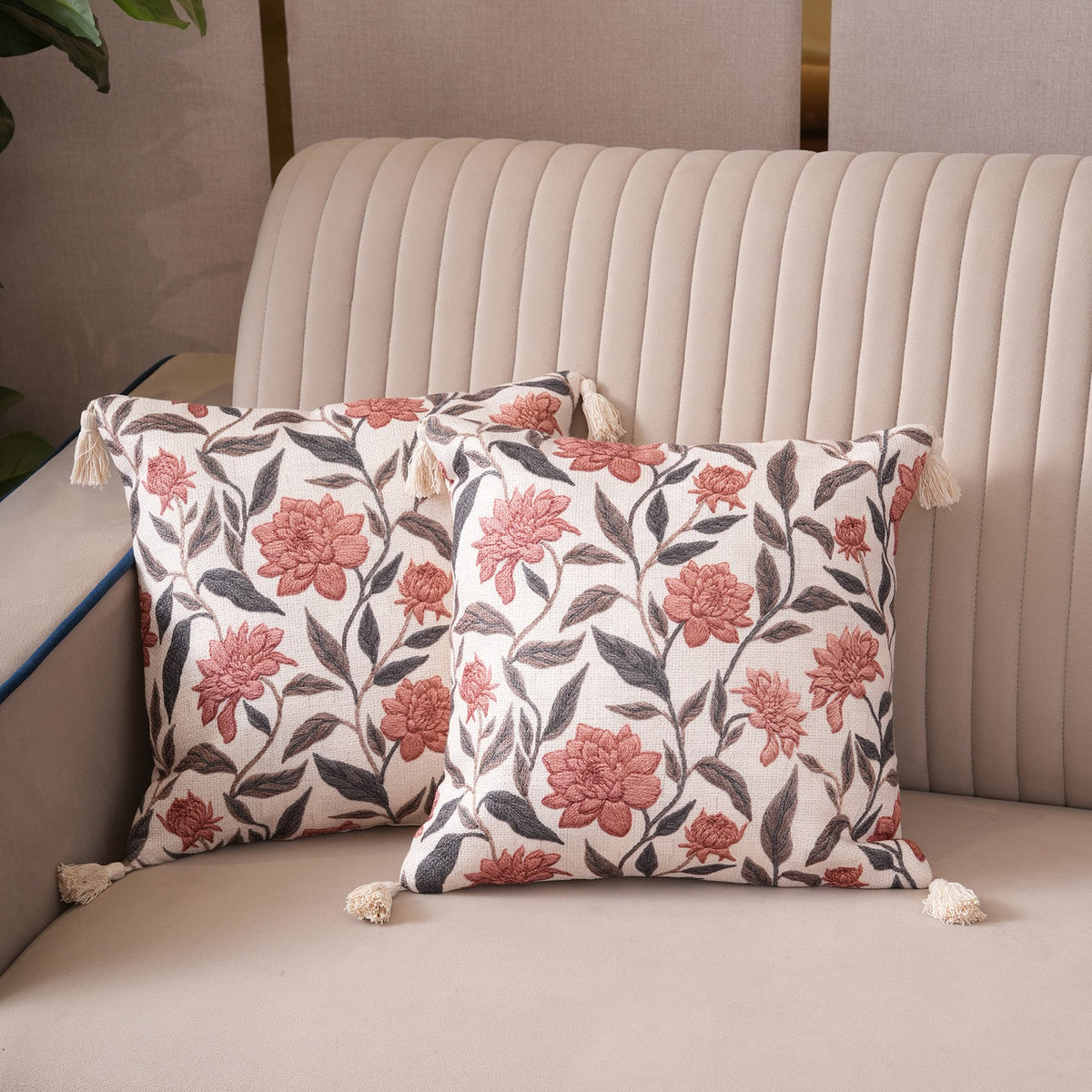 Meadow Blossom Tasseled Cushion