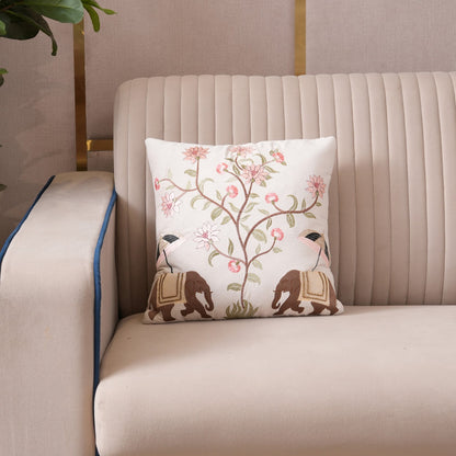 Royal Elephant Embroidered Cushion Cover