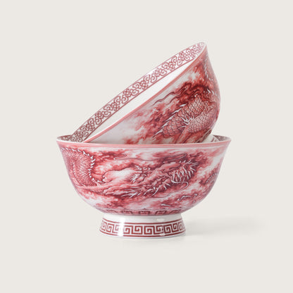 Royal Red Dragon Soup Bowl - Set of 2