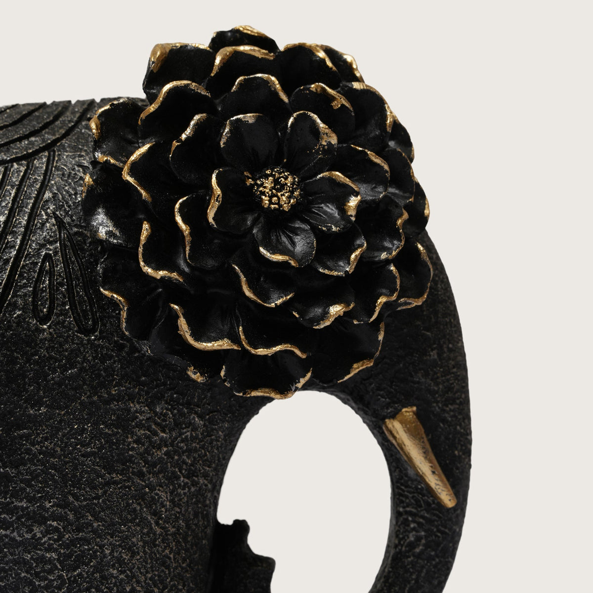 Textured Elephant Sculpture with Flower Headpiece