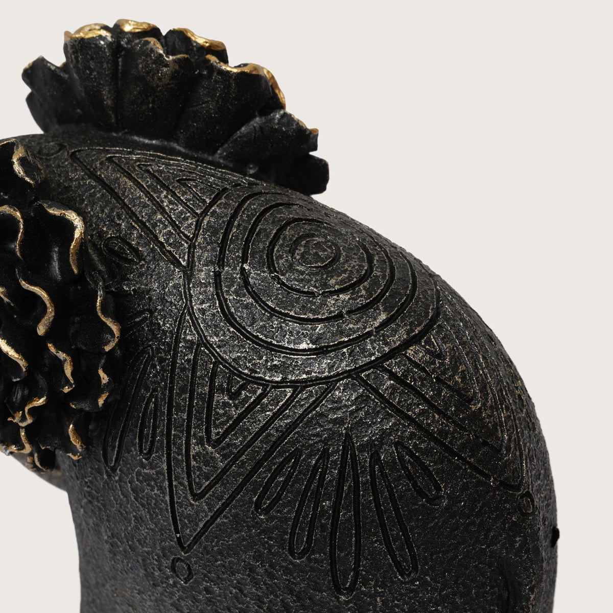 Textured Elephant Sculpture with Flower Headpiece
