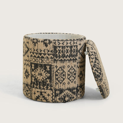 Boho Woven Pattern Ottomans Footstools | Pouffe | Hidden Storage | Removable Lid