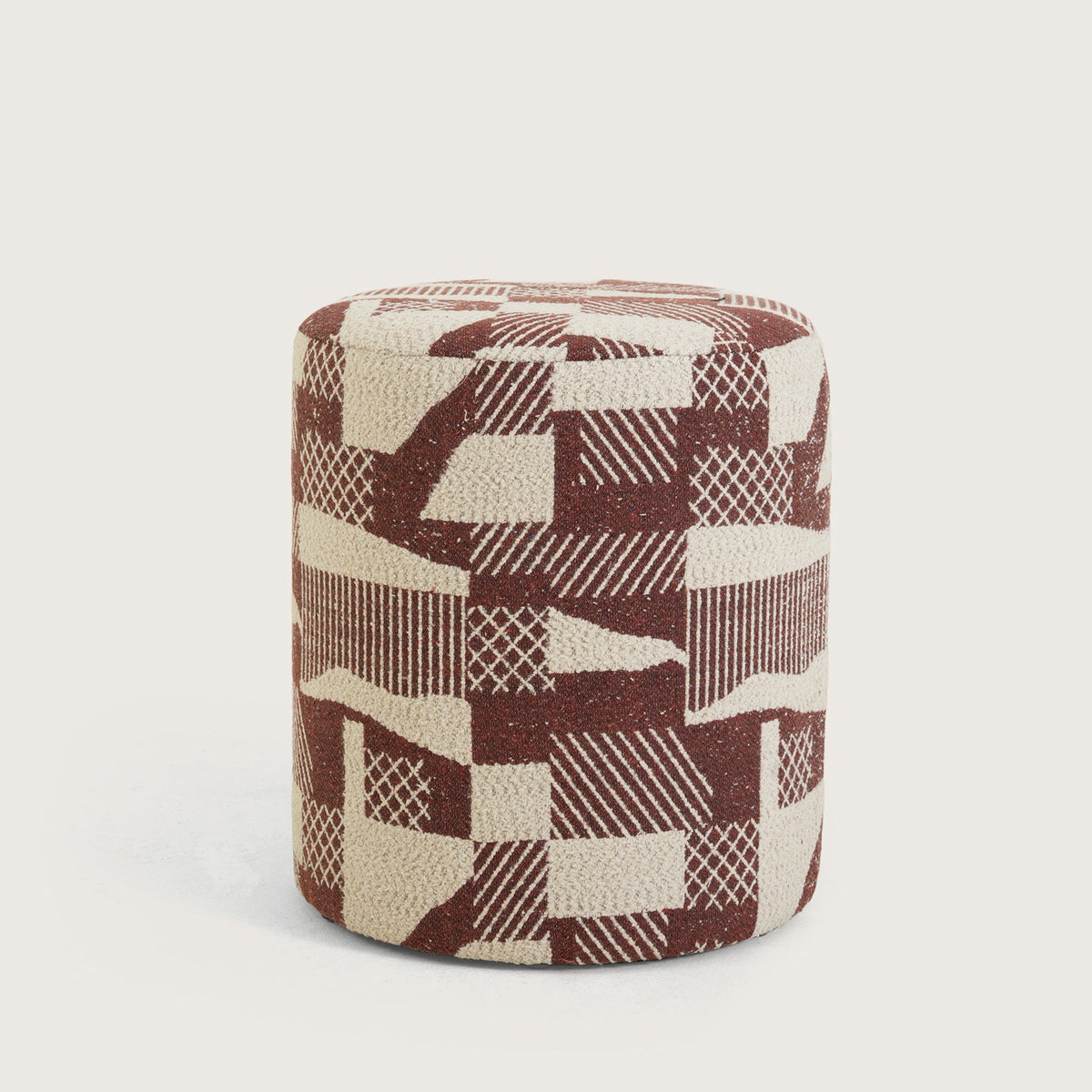Pattern Printed Ottomans Footstools Burgundy & Cream