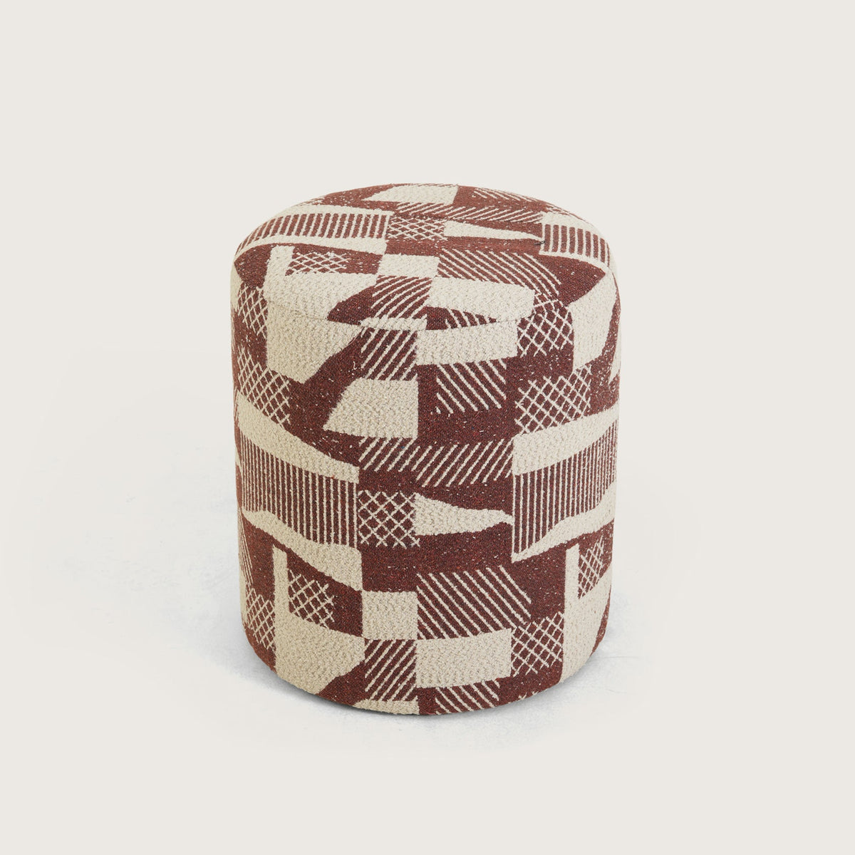 Pattern Printed Ottomans Footstools Burgundy & Cream