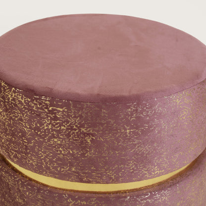 Luxury Accent Velvet Finish & Metallic Gold Detailing Ottomans Footstools | Pouffe | Pink