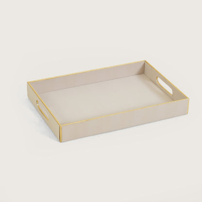 Leather Serving Tray with Gold Trim - Large