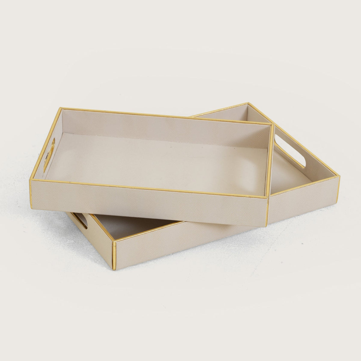 Leather Serving Tray with Gold Trim - Large