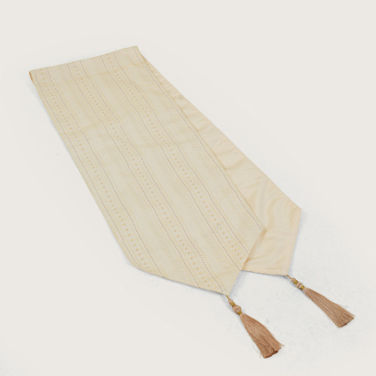 Decorative Table Runner with Tassels - Beige