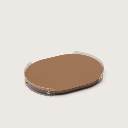 Luxe Oval Tray With Brown Accent - Medium