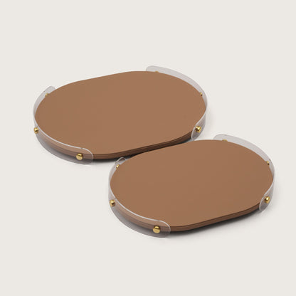Luxe Oval Tray With Brown Accent - Medium