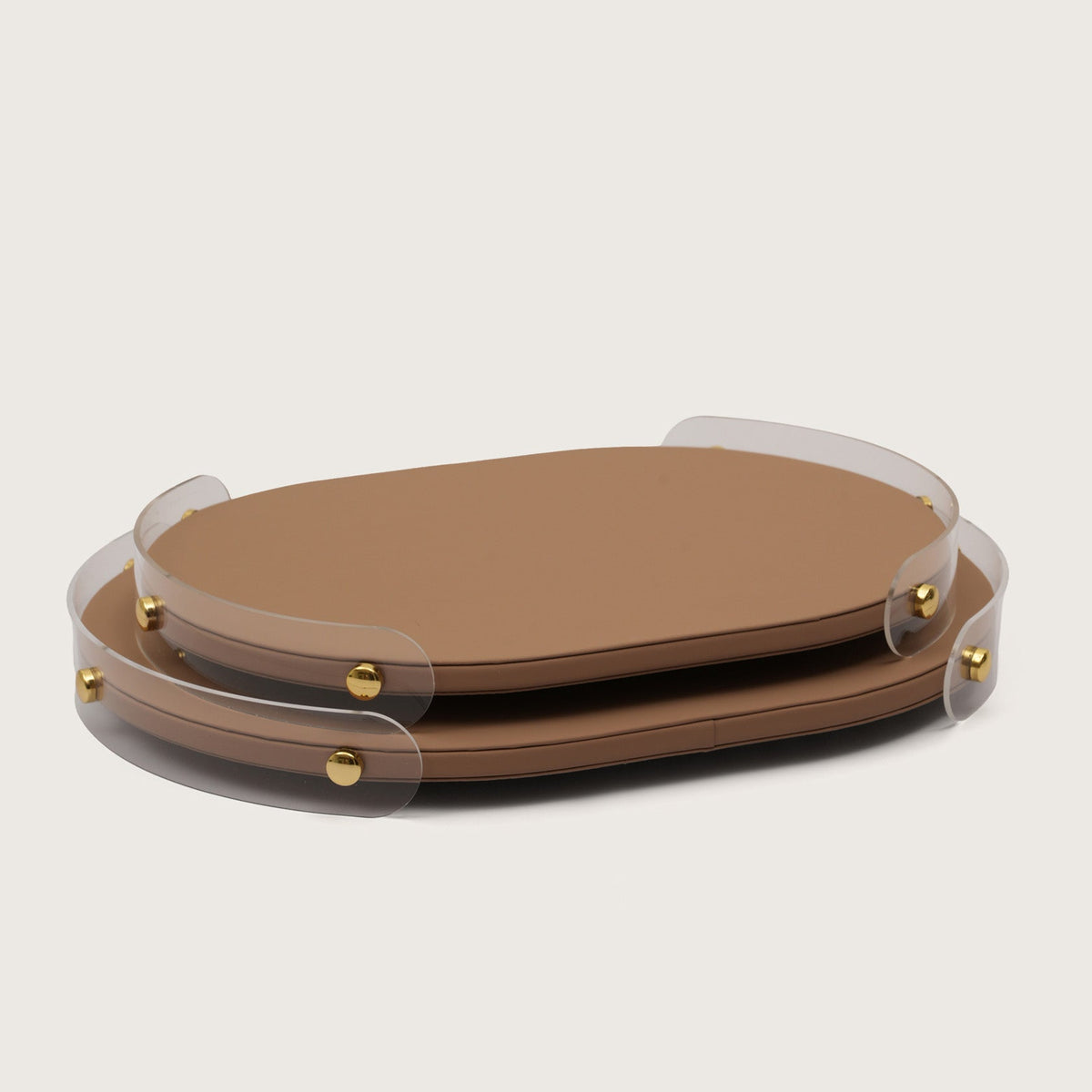 Luxe Oval Tray With Brown Accent - Large