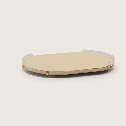 Luxe Oval Tray With Beige Accent - Large