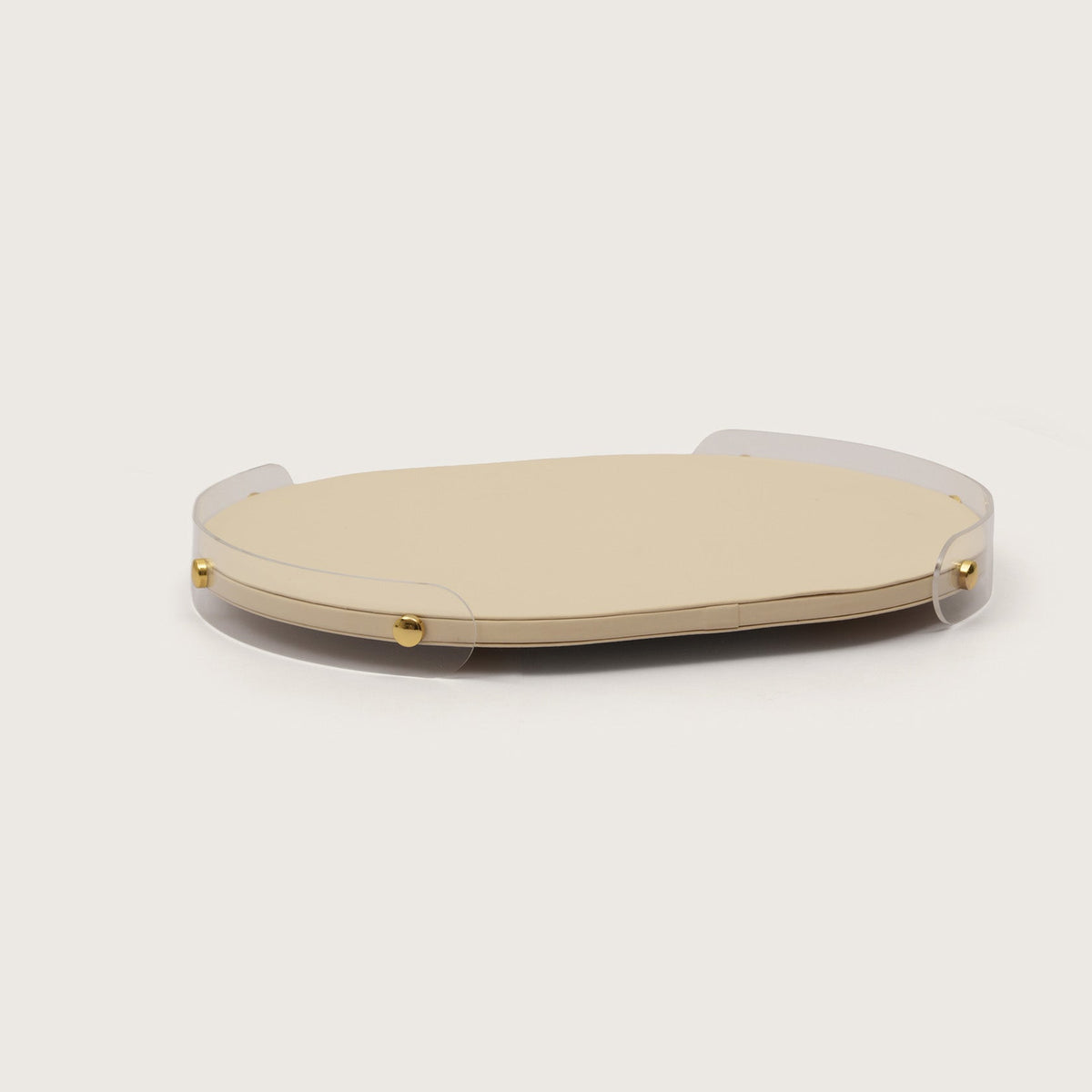 Luxe Oval Tray With Beige Accent - Medium