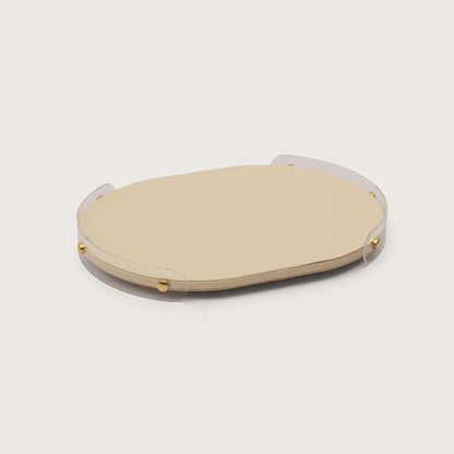 Luxe Oval Tray With Beige Accent - Large