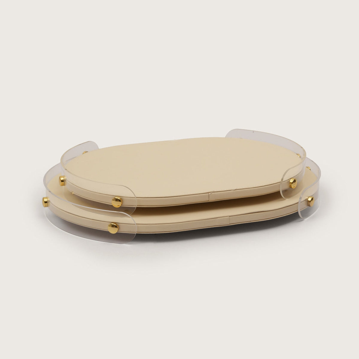 Luxe Oval Tray With Beige Accent - Large