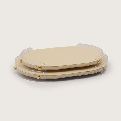 Luxe Oval Tray With Beige Accent - Large