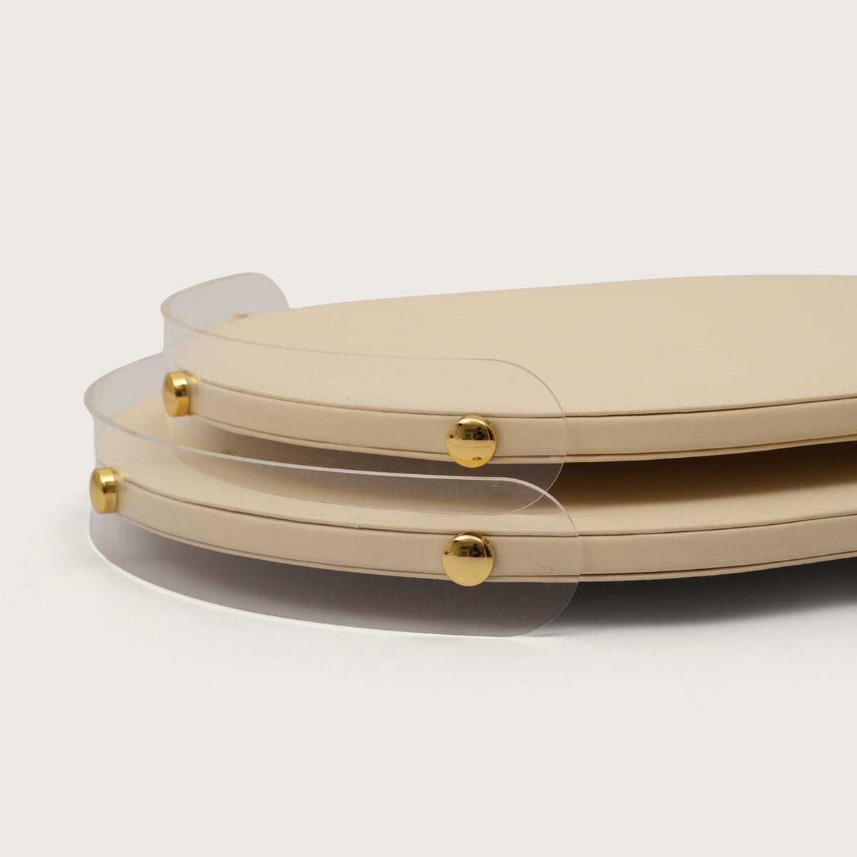 Luxe Oval Tray With Beige Accent - Medium