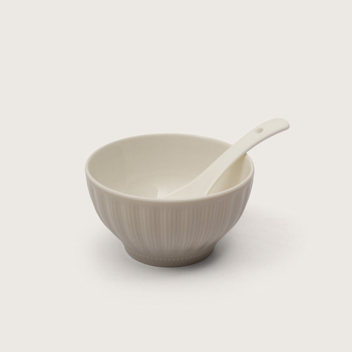 Ribbed Soup Bowls with Spoons: Set of 4