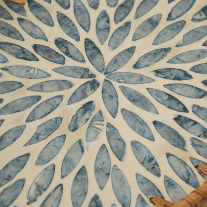 Oval Stone Art Tray with Blue Petal - Medium