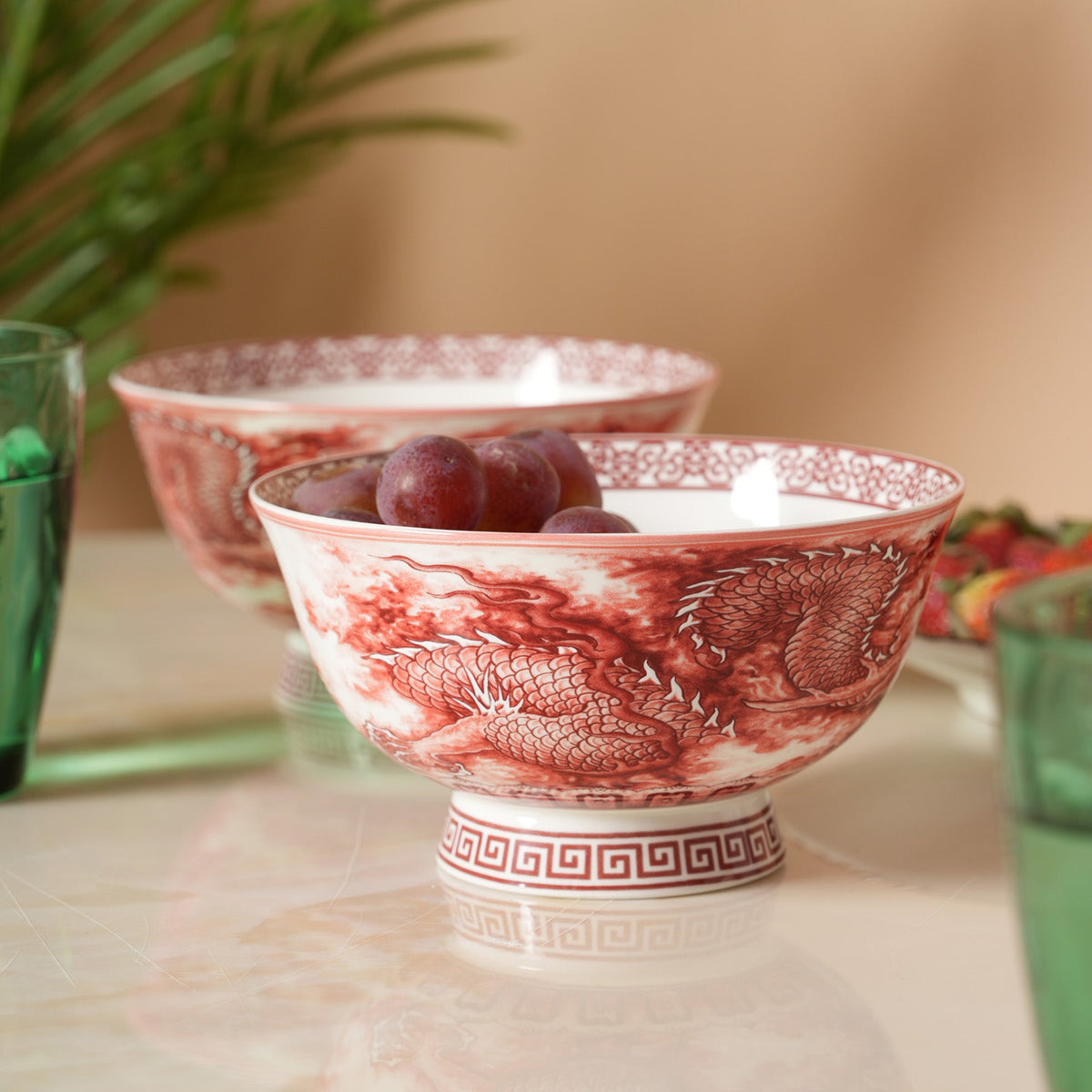 Royal Red Dragon Soup Bowl - Set of 2