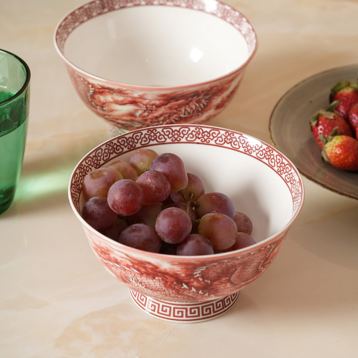 Royal Red Dragon Soup Bowl - Set of 2