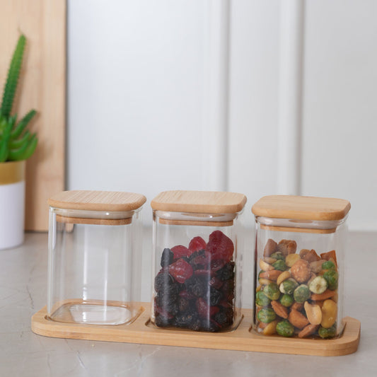 Glass Jar Containers with Tray