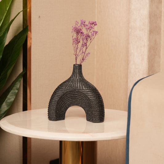 Glazed Black Arch Vase