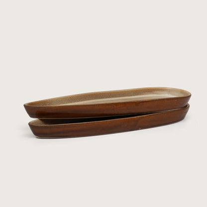 Rustic Earth Serving Platter: Set of 2