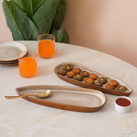 Rustic Earth Serving Platter: Set of 2