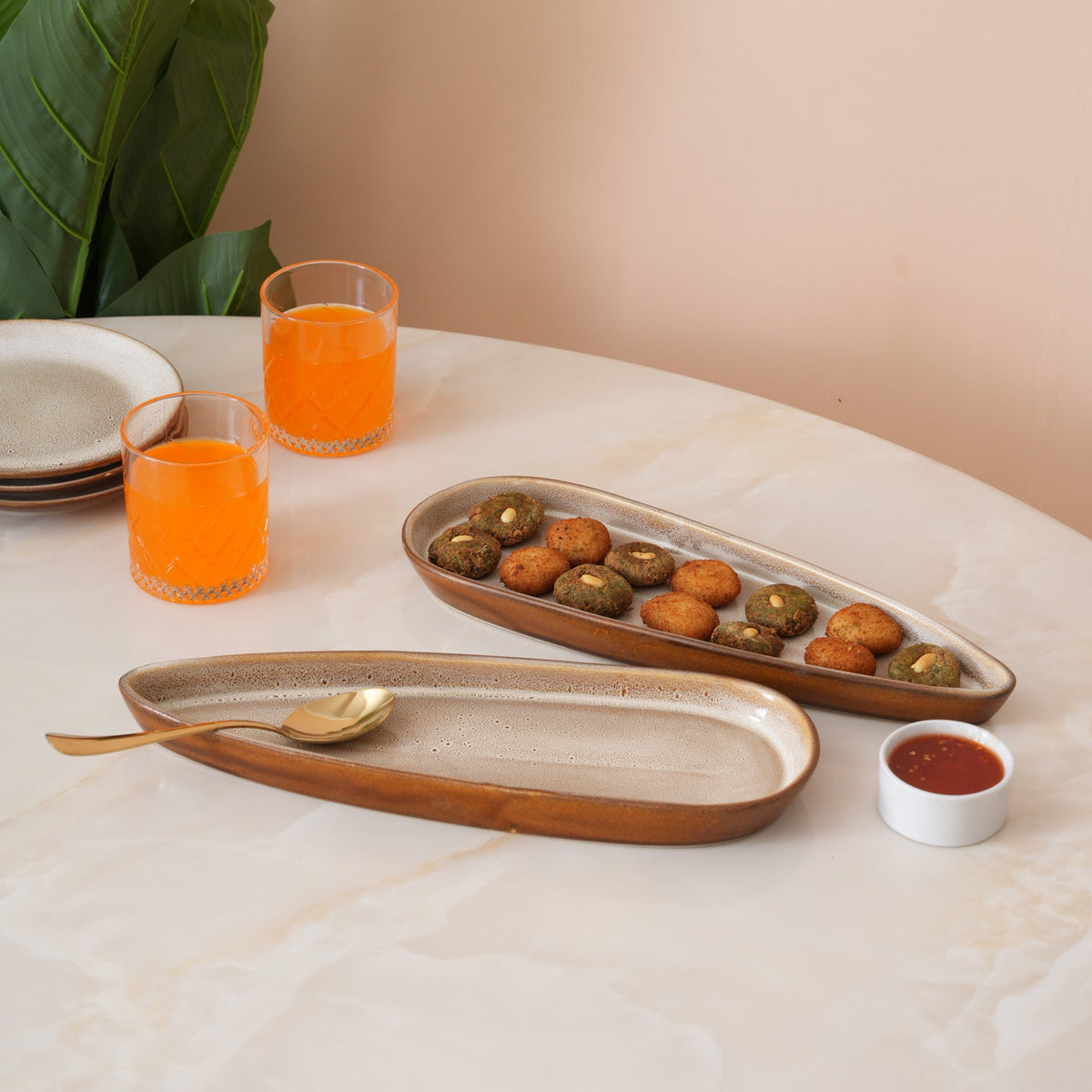 Rustic Earth Serving Platter: Set of 2