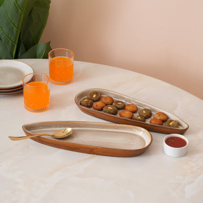 Rustic Earth Serving Platter: Set of 2