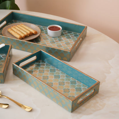Damask Nesting Serving Trays -  Set of 3