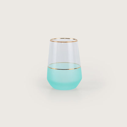 Turquoise Tumbler with Gold Trim